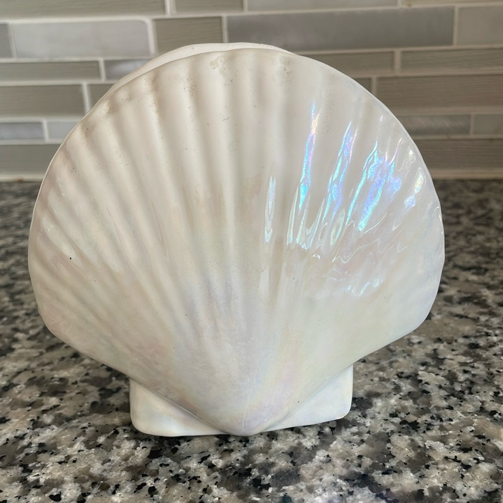 COPY - Coastal Ceramic Sea Shell Form Napkin Holder Table Top Ware